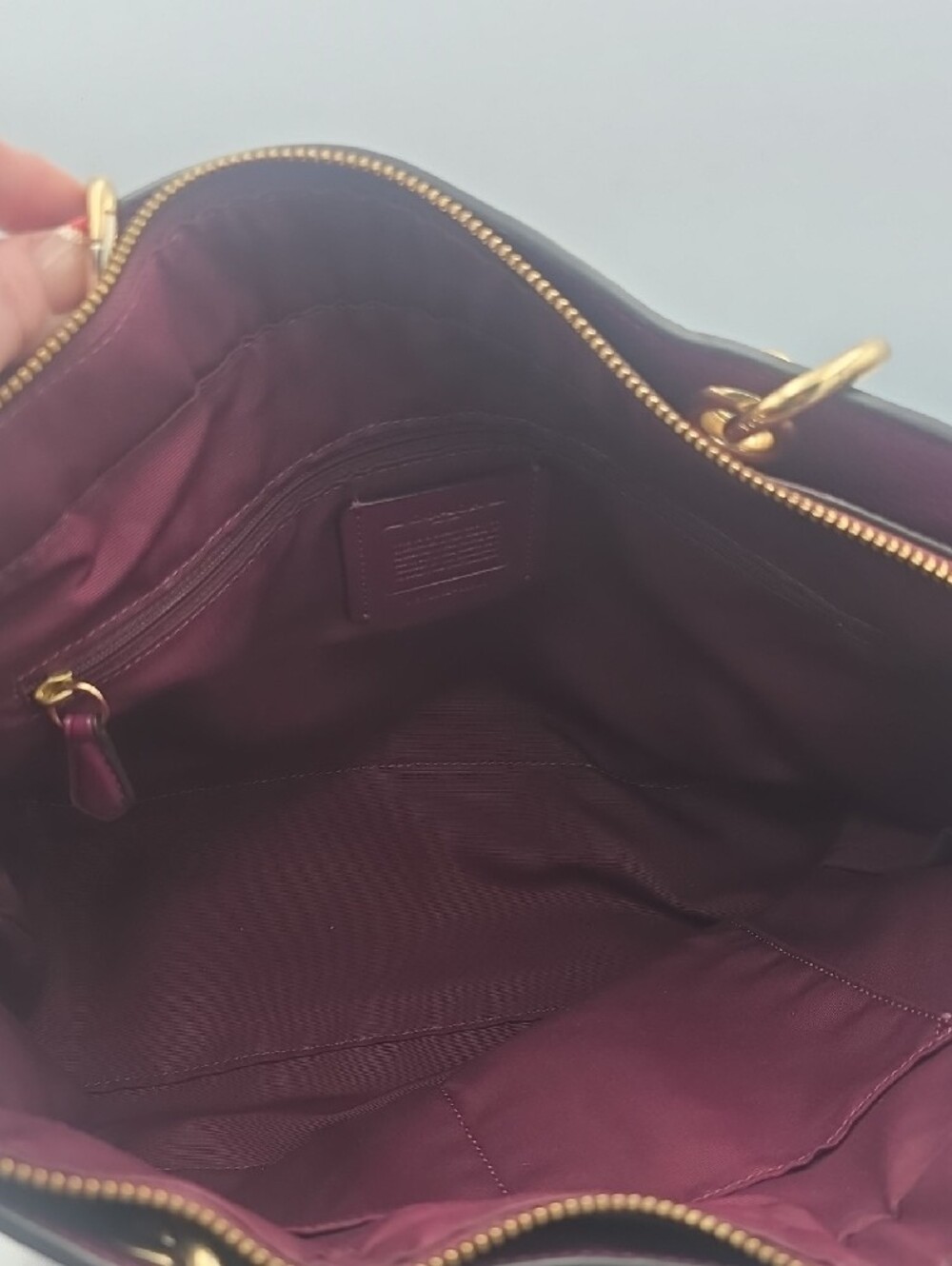 Coach Plum/Pink Varsity Stripe Ava Large Shoulder Bag W/ Gold Hardware (EUC)💖💜 - Picture 12 of 16